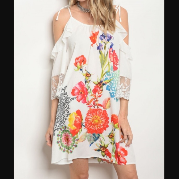 Melissa Cold Shoulder Scoop Neck Floral Dress HP - Picture 7 of 7